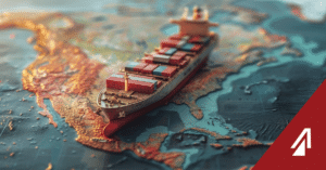 image of North America and cargo ship