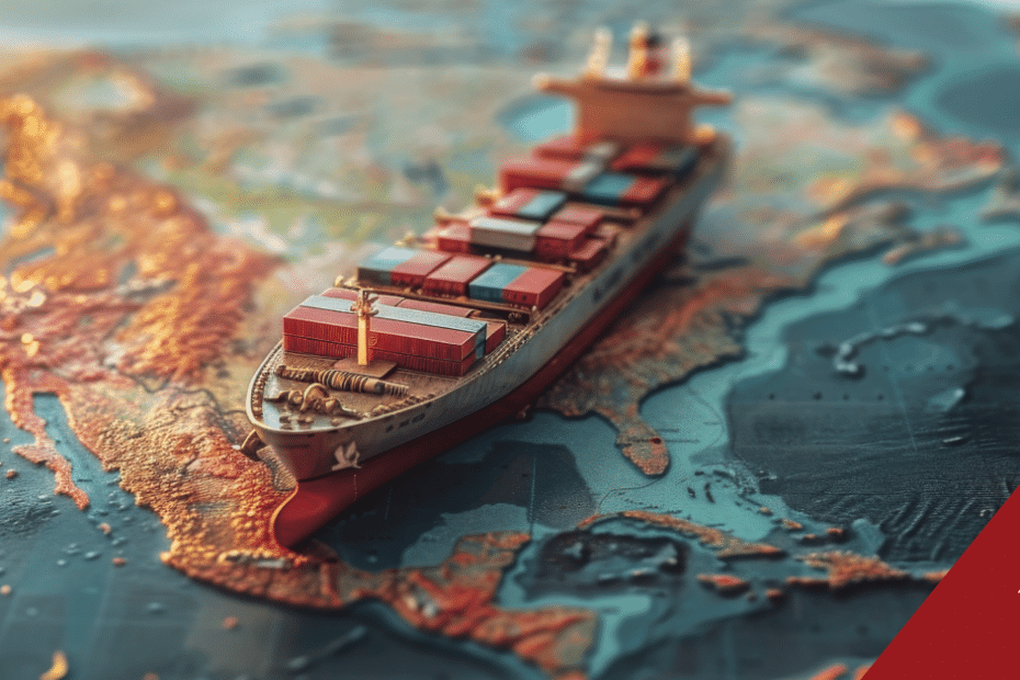 image of North America and cargo ship