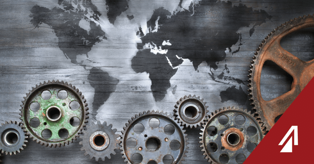 image showing the gears of a global supply chain.