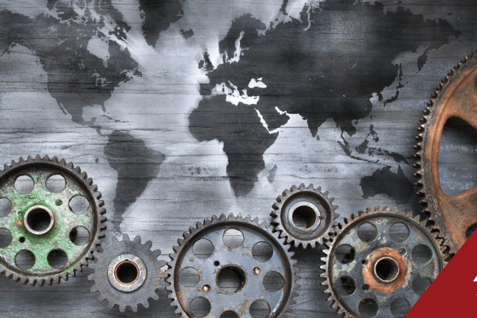 image showing the gears of a global supply chain.