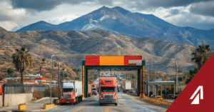 commercial trucks crossing the border