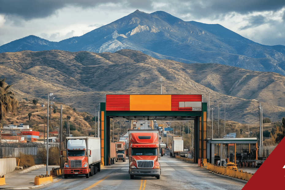 commercial trucks crossing the border